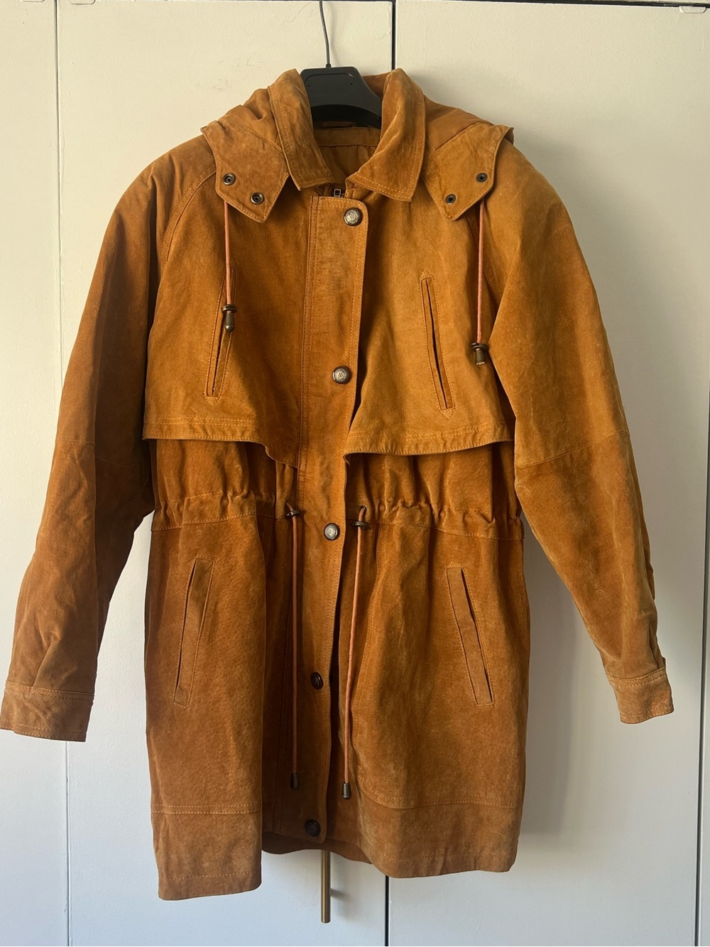 Vintage 90s Euro Mono of California Suede Cinched Utility Jacket - Size L - Picture 5 of 15